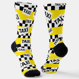 New York Taxi Cab Pattern Yellow Socks