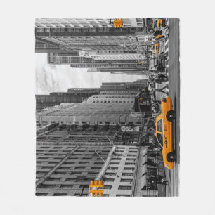 New York Taxi Urban City Colour Pop Photography Fleece Blanket