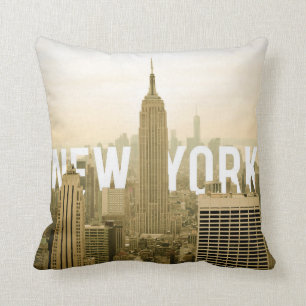 New York (Text Behind Building) Throw Pillow