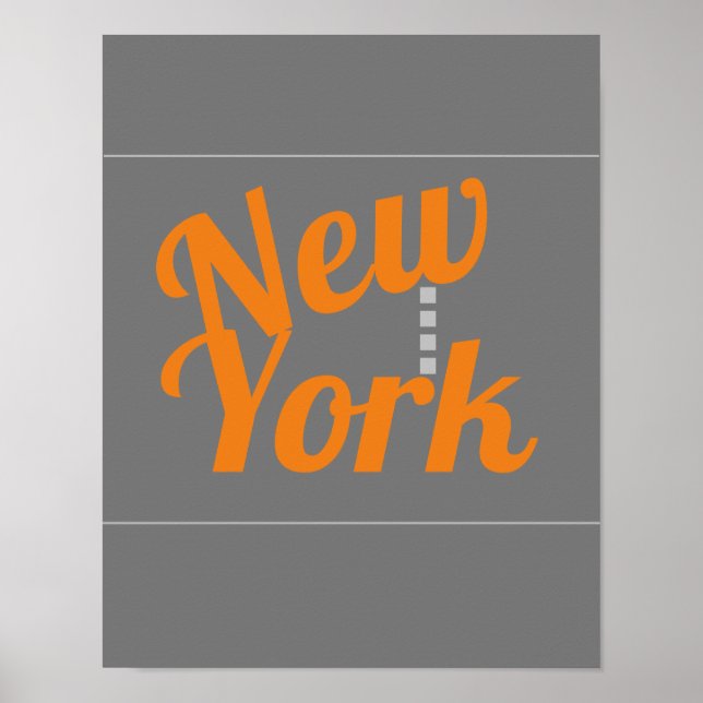 New York text design poster orange and grey modern (Front)