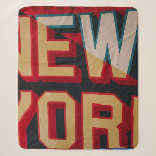 New York text Sherpa Blanket