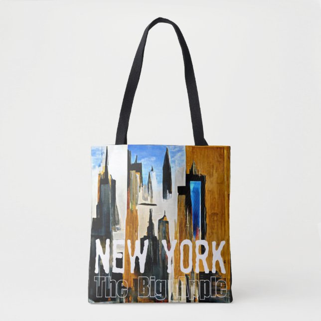 New York The Big Apple Abstract Painting Tote Bag (Front)