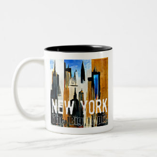 New York The Big Apple Abstract Painting Two-Tone Coffee Mug