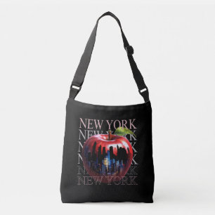 New York The Big Apple Fruit Silhouette City Crossbody Bag