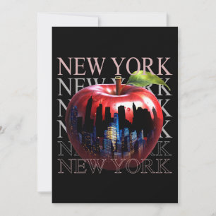 New York The Big Apple Fruit Silhouette City Invitation