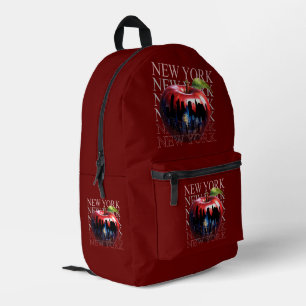 New York The Big Apple Fruit Silhouette City Printed Backpack