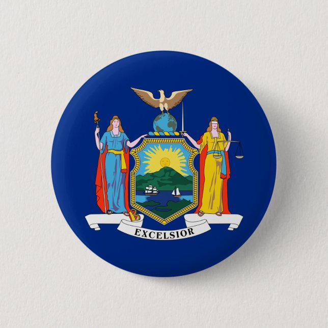 New York: The Empire State, Home Big Apple Flag 2 Inch Round Button (Front)