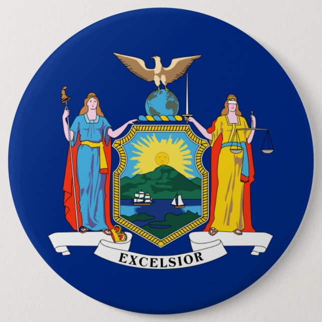 New York: The Empire State, Home Big Apple Flag 6 Inch Round Button (Front)