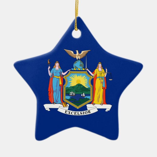 New York: The Empire State, Home Big Apple Flag Ceramic Ornament (Front)
