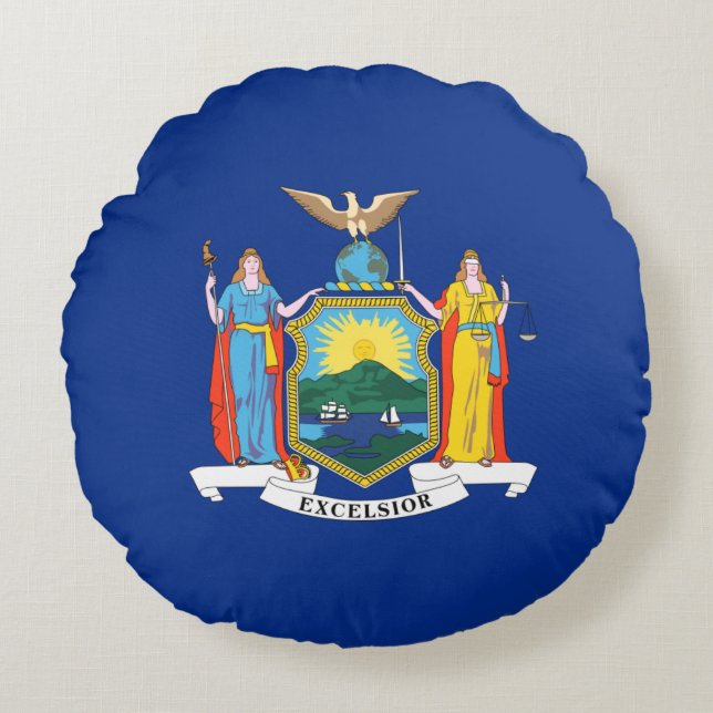 New York: The Empire State, Home Big Apple Flag Round Pillow (Front)
