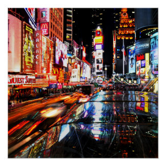 New York Time Square Lights At Night Poster