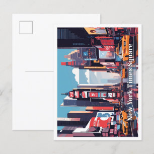 New York Times Square Pop Art Travel Illustration Postcard