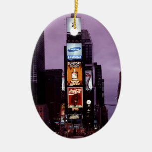 New York Times Square traffic at night Ceramic Ornament