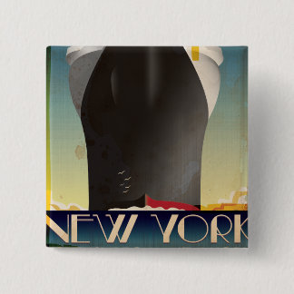 New York To Southampton 2 Inch Square Button