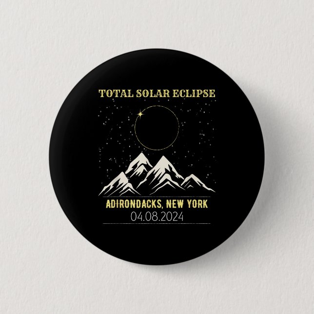 New York Total Solar Eclipse 2024  2 Inch Round Button (Front)