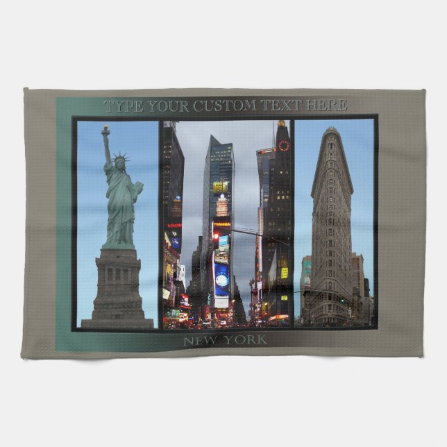 New York Towel Personalized NYC Landmark Tea Towel (Horizontal)