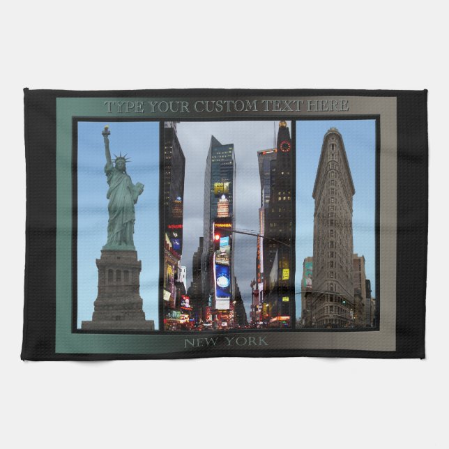 New York Towel Personalized NYC Landmark Tea Towel (Horizontal)