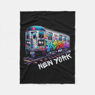 New York Train Graffiti Style, Nyc Subway Car Retr Fleece Blanket