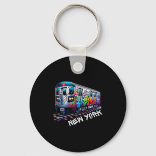 New York Train Graffiti Style, Nyc Subway Car Retr Keychain