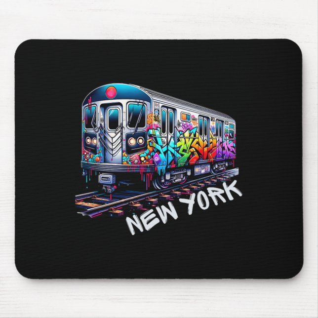 New York Train Graffiti Style, Nyc Subway Car Retr Mouse Pad (Front)