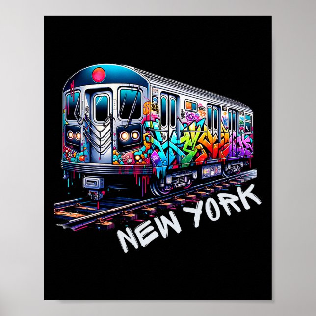 New York Train Graffiti Style, Nyc Subway Car Retr Poster (Front)