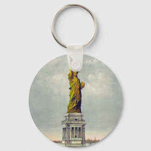 new york travel statue poster liberty art keychain