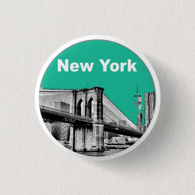 New York Travel Vintage Poster Pinback Button (Front)
