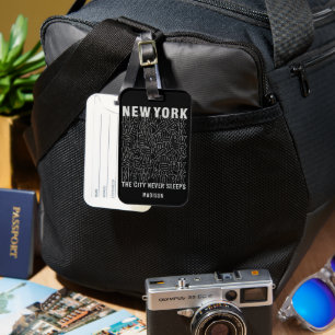 New York Typography custom name Luggage Tag