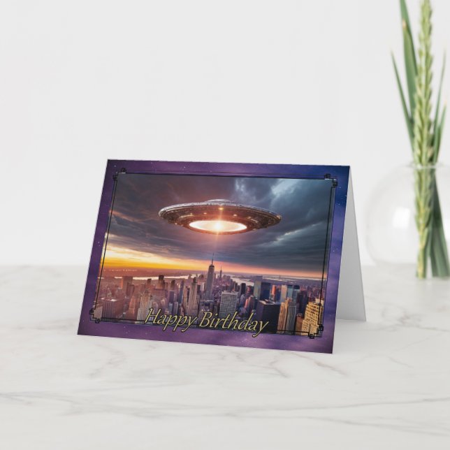 New York UFO Boy's Birthday Card (Front)