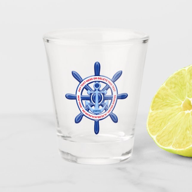 New York, United States, Customizable, Sea Travel Shot Glass (Front)