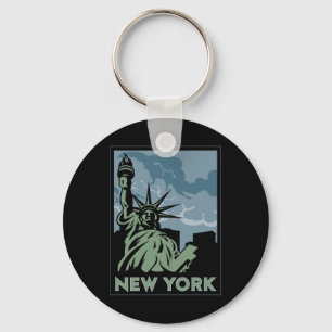 new york united states usa vintage retro travel keychain