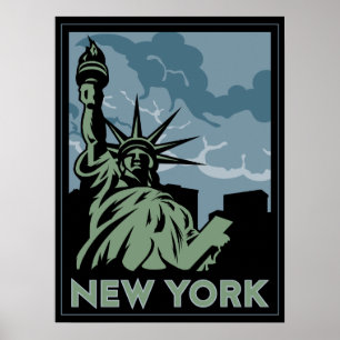 new york united states usa vintage retro travel poster