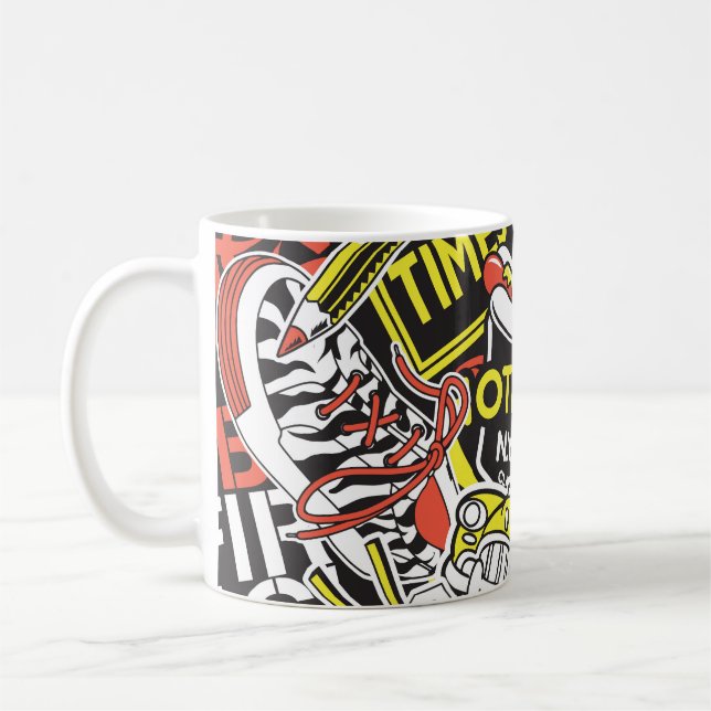 New York urban: sticker patchwork. Coffee Mug (Left)