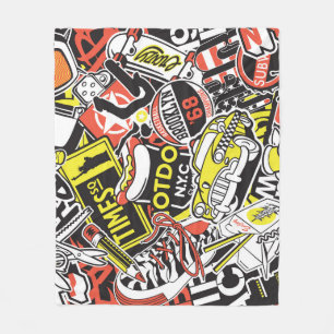 New York urban: sticker patchwork. Fleece Blanket