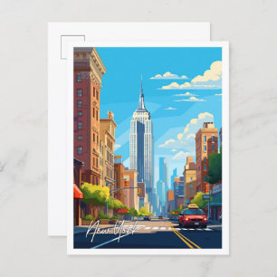 New York USA Art vintage travel illustration Postcard