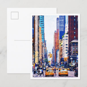 New York USA Oil Paint City Landscape Postcard