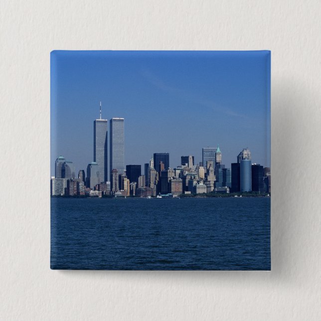 New York, USA. Skyline of downtown Manhattan 2 Inch Square Button (Front)