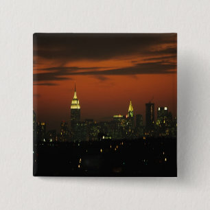 New York, USA. Skyline of uptown Manhattan 2 Inch Square Button