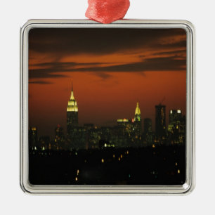 New York, USA. Skyline of uptown Manhattan 2 Metal Ornament
