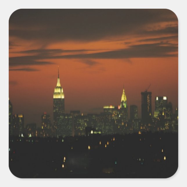 New York, USA. Skyline of uptown Manhattan 2 Square Sticker (Front)