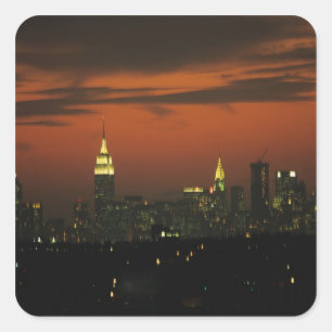 New York, USA. Skyline of uptown Manhattan 2 Square Sticker