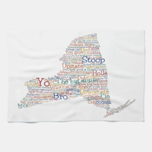 New York USA Slang Word Art Map Kitchen Towel