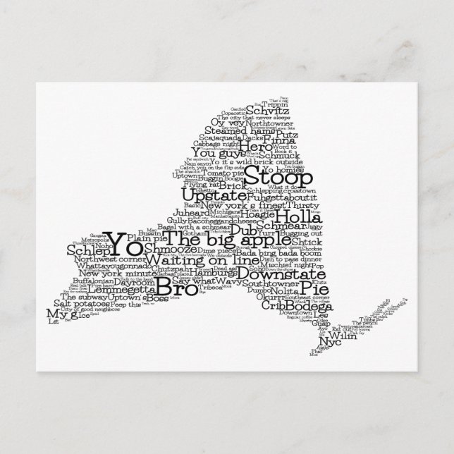 New York USA Slang Word Art Map  Postcard (Front)