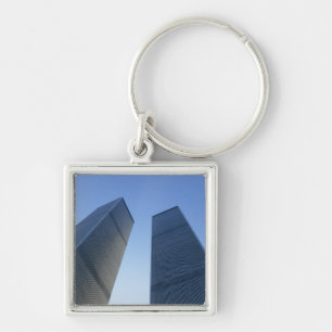 New York, USA. View up at twin towers of the Keychain