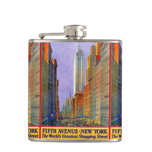 New York USA Vintage Travel flask