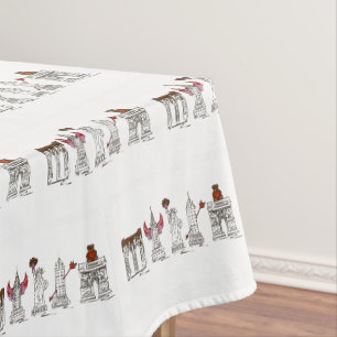 New York Valentine NYC Landmarks Valentine's Day Tablecloth