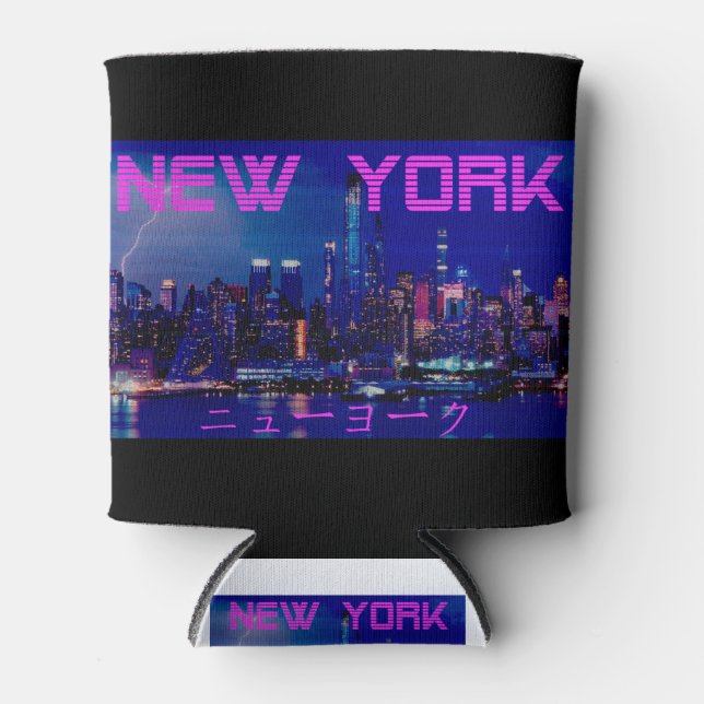 New york Vaporwave Retro Can Cooler (Front)