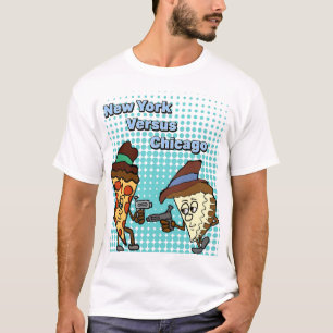 New York Versus Chicago Pizza Wars T-Shirt