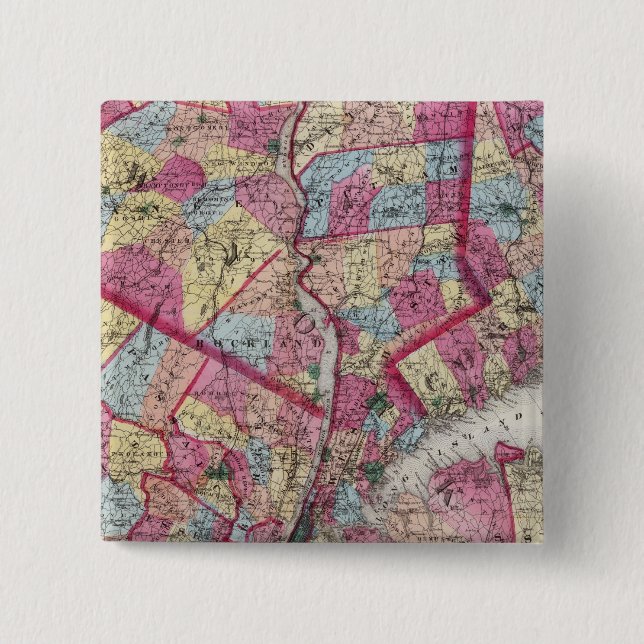 New York & vicinity 2 Inch Square Button (Front)