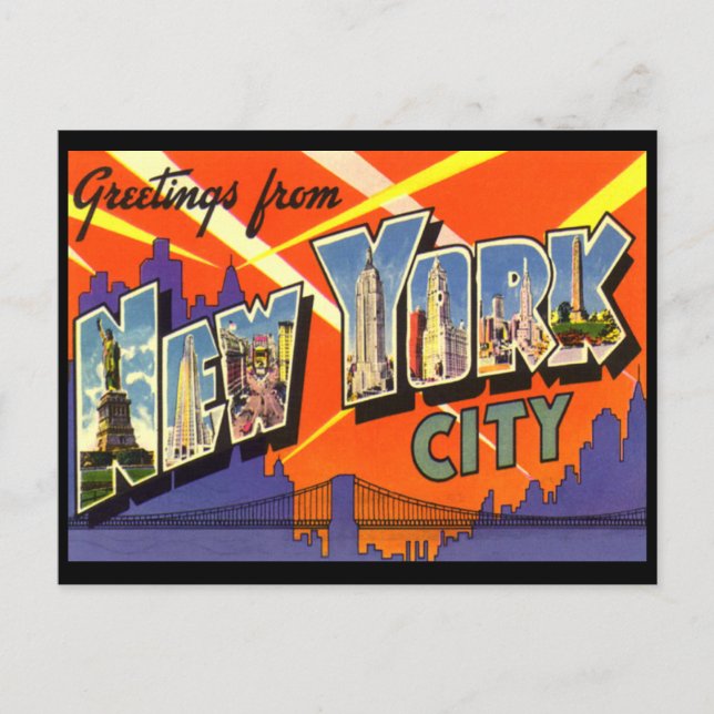 New York Vintage Greetings Postcard (Front)